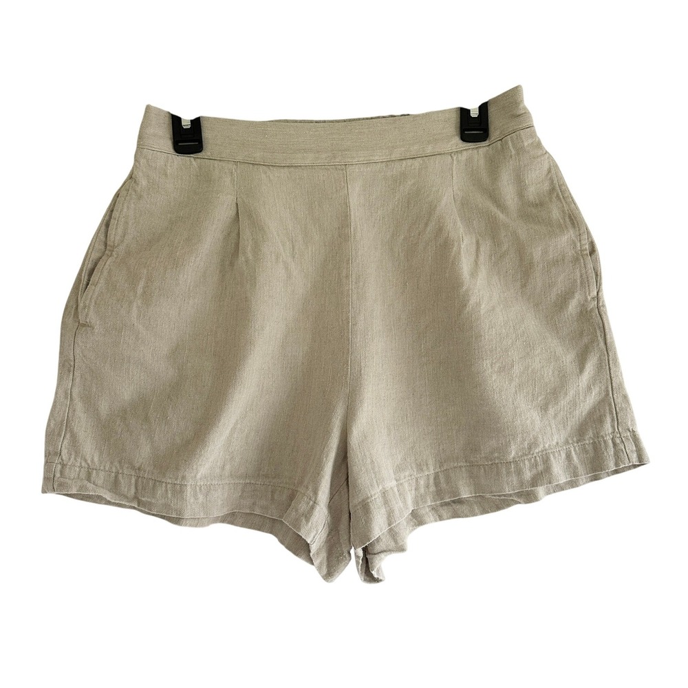 Madewell Linen Blend‎ Shorts High Waist Pleated Pockets Womens Size M